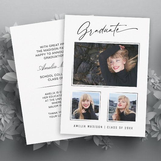 Moderne kalligrafie inkt script 3 Foto Afstuderen Aankondiging