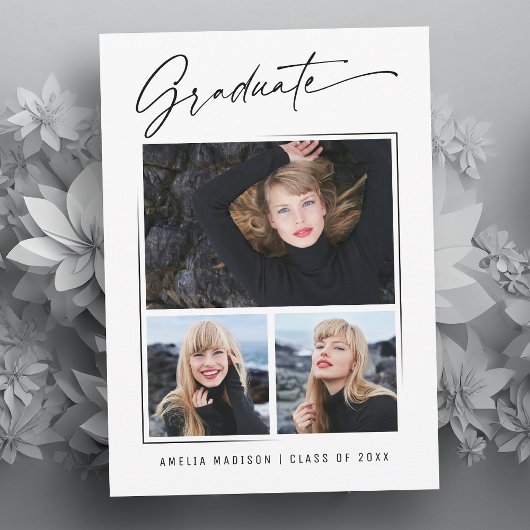 Moderne kalligrafie inkt script 3 Foto Afstuderen Aankondiging