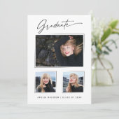 Moderne kalligrafie inkt script 3 Foto Afstuderen Aankondiging (Staand voorkant)