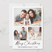 Moderne kalligrafie inkt script 3 Foto's Kerstmis Feestdagenkaart (Voorkant)