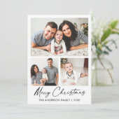 Moderne kalligrafie inkt script 3 Foto's Kerstmis Feestdagenkaart (Staand voorkant)