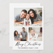 Moderne kalligrafie inkt script 3 Foto's Kerstmis Feestdagenkaart (Voorkant / Achterkant)