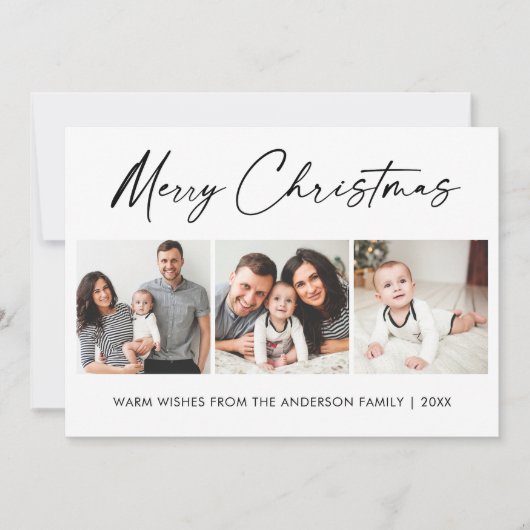 Moderne kalligrafie inkt script 3 Kerstmis foto Feestdagenkaart (Voorkant)