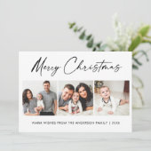 Moderne kalligrafie inkt script 3 Kerstmis foto Feestdagenkaart (Staand voorkant)