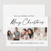 Moderne kalligrafie inkt script 3 Kerstmis foto Feestdagenkaart (Voorkant / Achterkant)