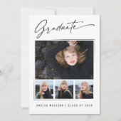 Moderne kalligrafie inkt script 4 Foto Afstuderen Aankondiging (Voorkant)