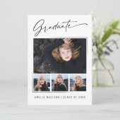 Moderne kalligrafie inkt script 4 Foto Afstuderen Aankondiging (Staand voorkant)