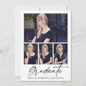 Moderne kalligrafie inkt script 4 foto's afstudere aankondiging (Voorkant)