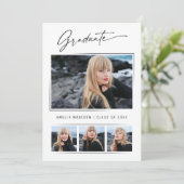 Moderne kalligrafie-inkt script Afstuderen 4 Foto Aankondiging (Staand voorkant)