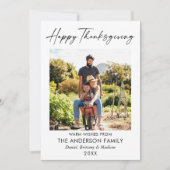 Moderne kalligrafie inkt script foto thanksgiving feestdagenkaart (Voorkant)