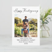 Moderne kalligrafie inkt script foto thanksgiving feestdagenkaart (Staand voorkant)