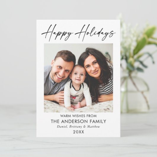 Moderne kalligrafie inkt script Prettige feestdage Feestdagenkaart (Staand voorkant)