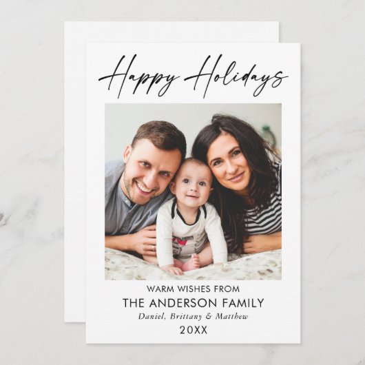 Moderne kalligrafie inkt script Prettige feestdage Feestdagenkaart (Voorkant / Achterkant)