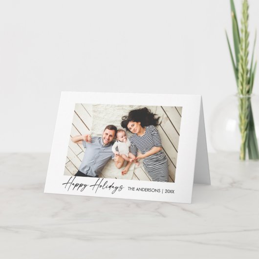 Moderne kalligrafie Inktscript Gevouwen Foto Feestdagen Kaart (Voorkant)