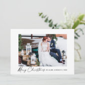 Moderne kalligrafie Inktscript Trouwfoto Feestdagenkaart (Staand voorkant)