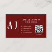 Moderne kalligrafie interieur designer huis decor visitekaartje (Achterkant)