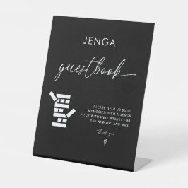 Moderne kalligrafie Jenga Gastenboek Trouwbord Reclamebord Met Voetstuk