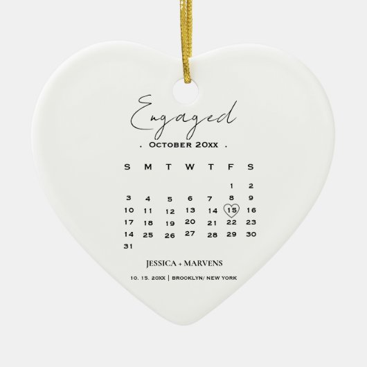 Moderne kalligrafie kalender non-photo Betrokken Keramisch Ornament (Voorkant)
