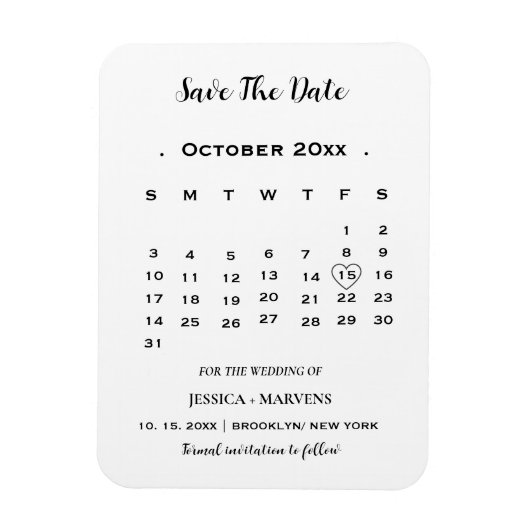 Moderne kalligrafie kalender nonphoto opslaan van  magneet (Verticaal)