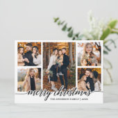 Moderne kalligrafie Kerst 5 Fotocollage Feestdagenkaart (Staand voorkant)