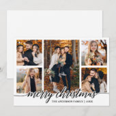 Moderne kalligrafie Kerst 5 Fotocollage Feestdagenkaart (Voorkant / Achterkant)