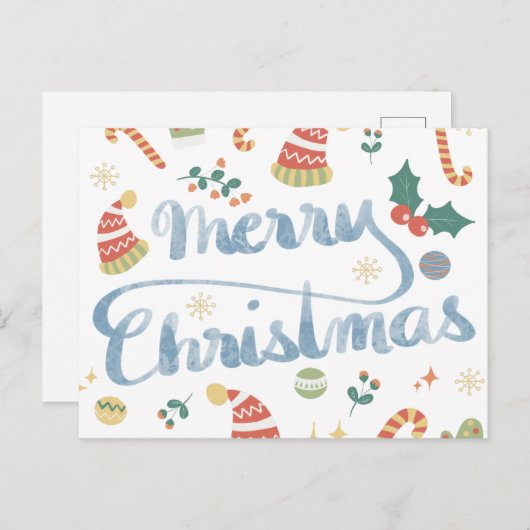 Moderne kalligrafie kerst briefkaart (Voorkant / Achterkant)