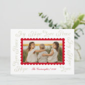 Moderne kalligrafie kerst foto kaart (Staand voorkant)