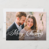 Moderne kalligrafie Kerst foto kaart (Voorkant)