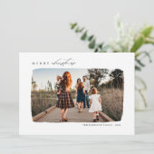 Moderne kalligrafie Kerst Single Foto Feestdagenkaart (Staand voorkant)