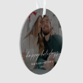 Moderne kalligrafie Kerstfoto Ornament (voorkant)