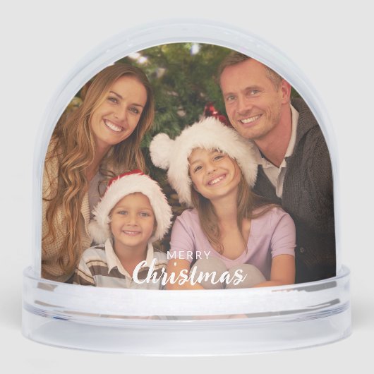 Moderne kalligrafie Kerstfoto Sneeuwbol (Voorkant)