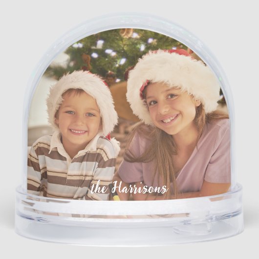 Moderne kalligrafie Kerstfoto Sneeuwbol (Achterkant)