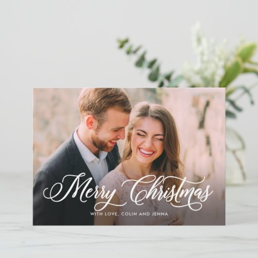 Moderne kalligrafie kerstkaart (Staand voorkant)