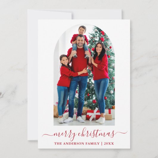 Moderne kalligrafie Kerstrood Feestdagenkaart (Voorkant)