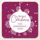 Moderne kalligrafie Kerstversiering Bold Magenta Kartonnen Onderzetters (Voorkant)