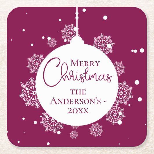 Moderne kalligrafie Kerstversiering Bold Magenta Kartonnen Onderzetters (Voorkant)