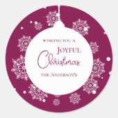Moderne kalligrafie Kerstversiering Bold Magenta Ronde Sticker (Voorkant)