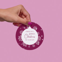 Moderne kalligrafie Kerstversiering Bold Magenta Ronde Sticker