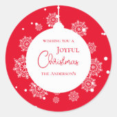 Moderne kalligrafie Kerstversiering Bold Rood Ronde Sticker (Voorkant)