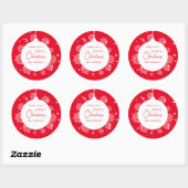 Moderne kalligrafie Kerstversiering Bold Rood Ronde Sticker (Vel)