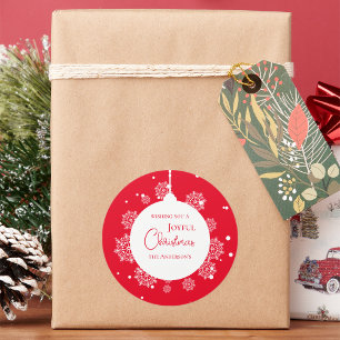 Moderne kalligrafie Kerstversiering Bold Rood Ronde Sticker