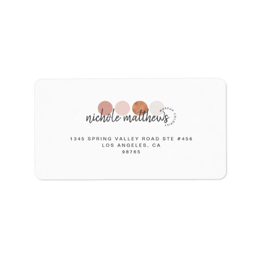 Moderne kalligrafie Kleurpalet Terugkeer adres Etiket (Voorkant)