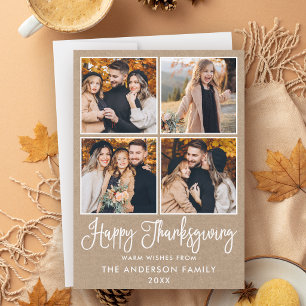 Moderne kalligrafie kraft 4 foto's thanksgiving feestdagenkaart