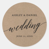 Moderne kalligrafie Kraft bruiloft envelop zegel (Voorkant)