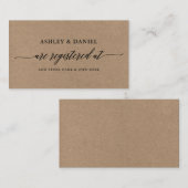 Moderne kalligrafie Kraft huwelijksregister Informatiekaartje (Voorkant / Achterkant)