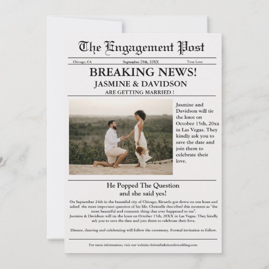 Moderne kalligrafie krant bruiloft opslaan van de  kaart (Achterkant)