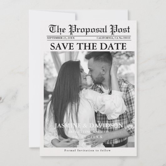 Moderne kalligrafie krant bruiloft opslaan van de  kaart (Voorkant)