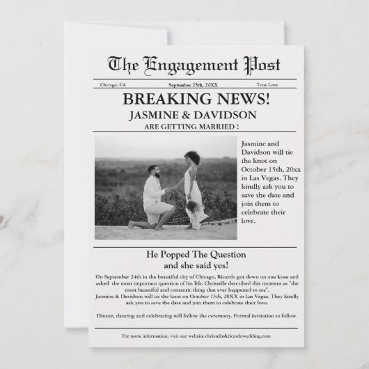 Moderne kalligrafie krant bruiloft opslaan van de kaart (Achterkant)