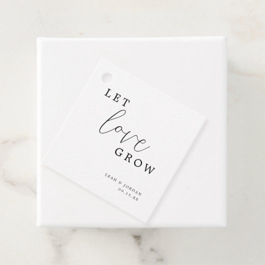 Moderne kalligrafie laat liefde groeien bruiloft bedankjes labels (In situ)