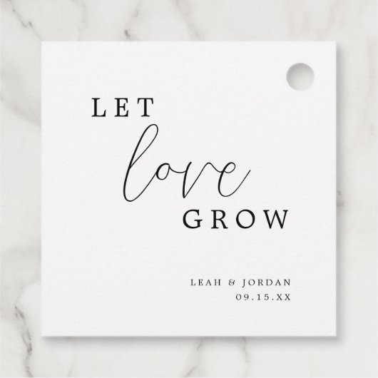 Moderne kalligrafie laat liefde groeien bruiloft bedankjes labels (Achterkant)